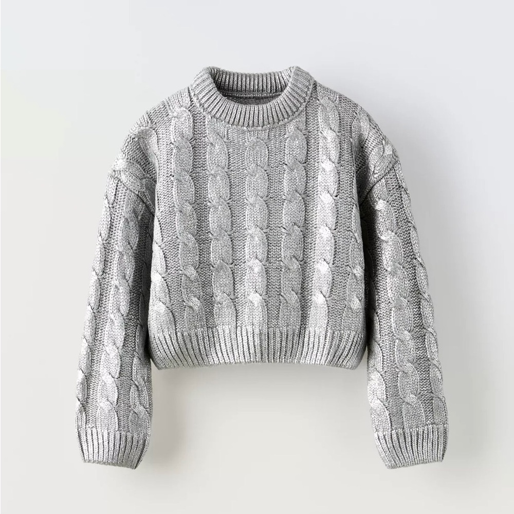 Zara Girls Metallic Knit Sweater